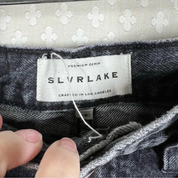 SLVRLAKE Black Distressed High Rise Beatnik Slim Leg Jeans - Picture 3 of 7